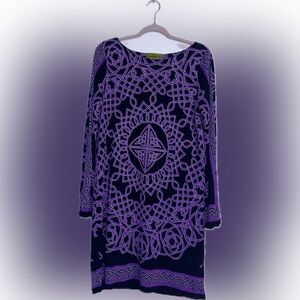 Nicole Miller Celtic Print Purple Dress size Medium